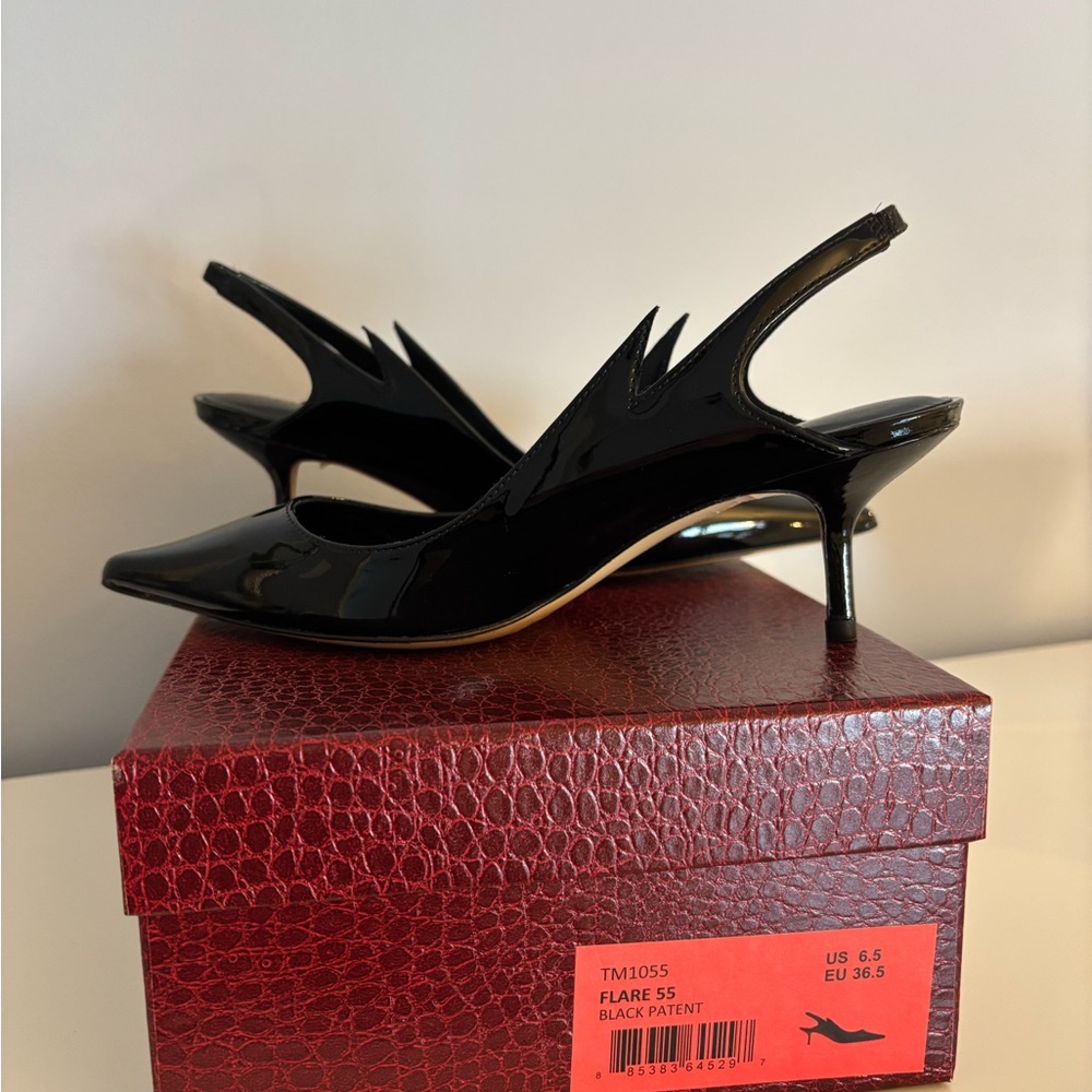 Tamara Mellon Black Patent Slingback Heels